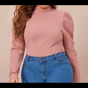 Mauve fluffy shoulder top